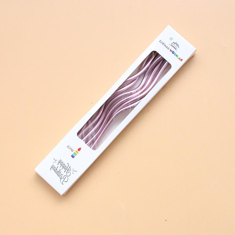 Birthday Cake Gold-plated Colorful Retro Curve Thread Candle Creative Party Baking Gradient Color Curved Candle