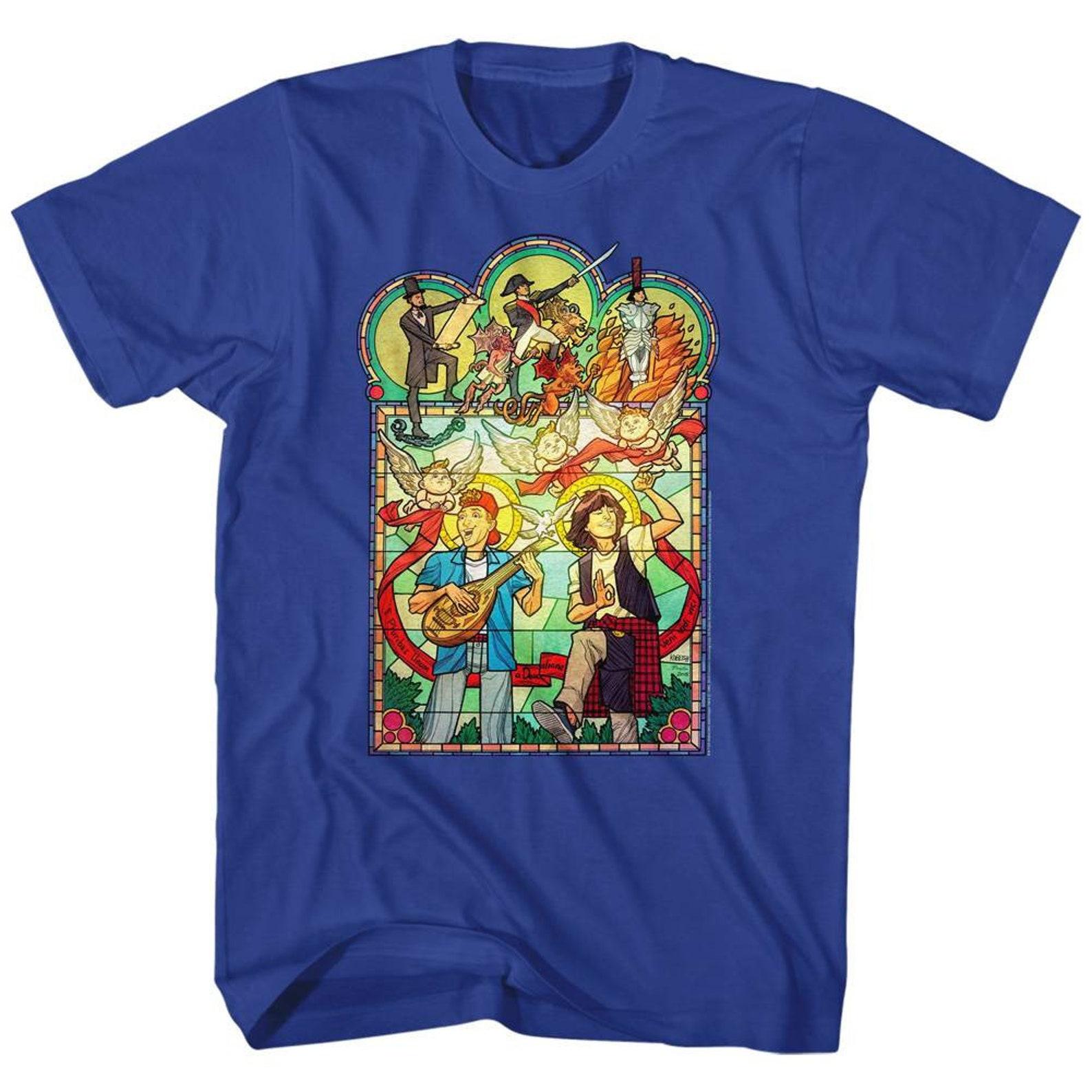 Bill and Ted Stained Glass Royal Adult T-Shirt 2XL