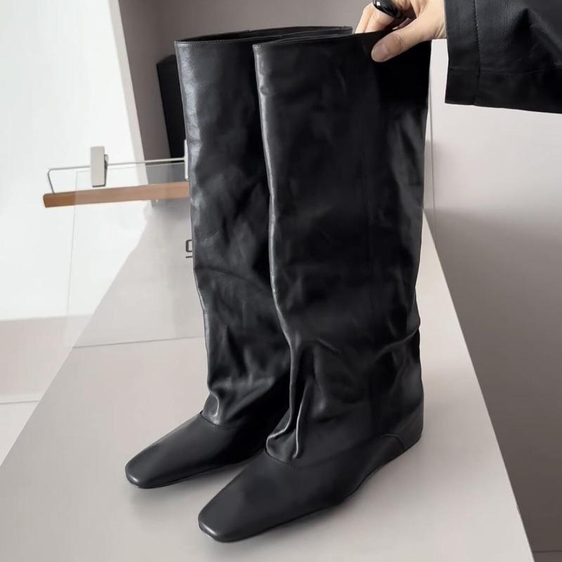 Retro Shoes, Square Toe Autumn and Winter New Style Long Boots, Women's Shoes, Sleeve Boots