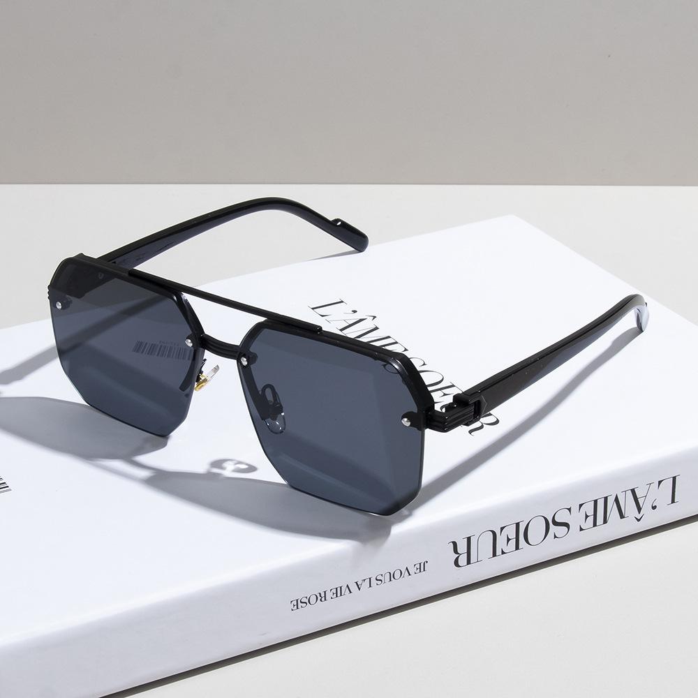 New classic metal square half-frame men's sunglasses fashion trend driving UV protection sunglasses