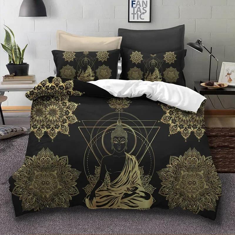 Dream Ns 2/3Pcs Bedding Set  Polyester Cotton Chinese Sacred Buddha Household Bedspread Kit Home Textile Finished Product