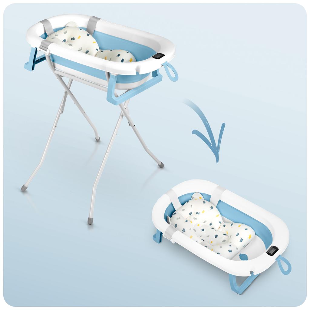Folding Bathtub For Children, Infants With A Frame, Thermometer And Insert Ricokids Rk-287 White And Blue