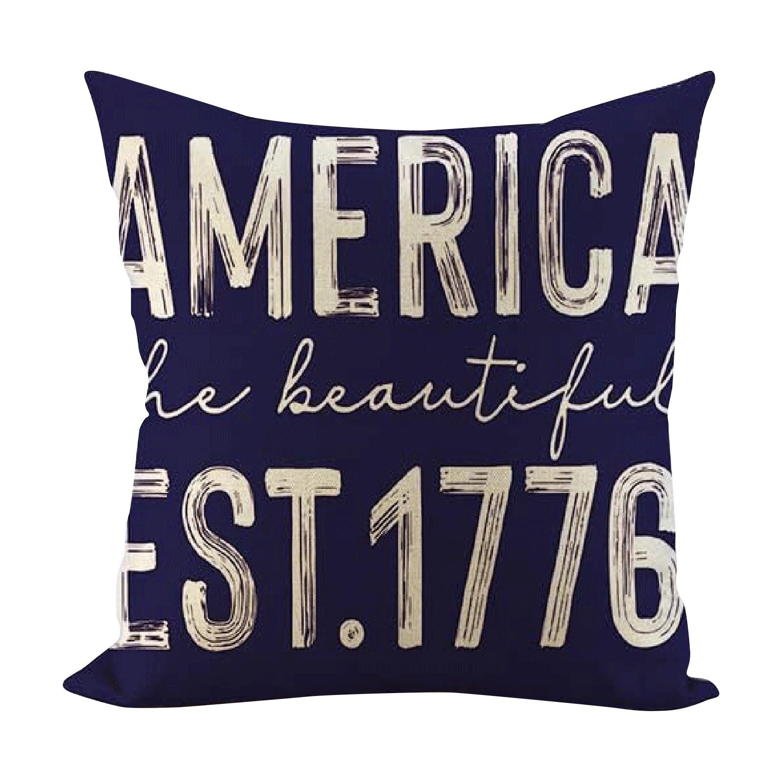 

New American Independence Day Pillow Cover Square Linen Independence Day Series Printed Pillowcase Sofa Bedhead Waist Cushion One Size