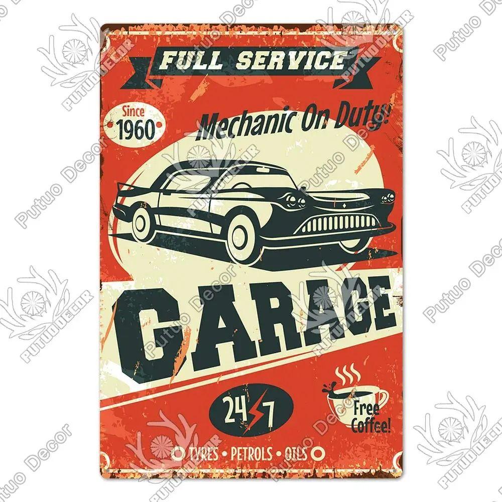 Metalowy Znak Ścienny Garage Bar, Tabliczka Dekoracyjna Wnętrza Samochodu 20x30cm