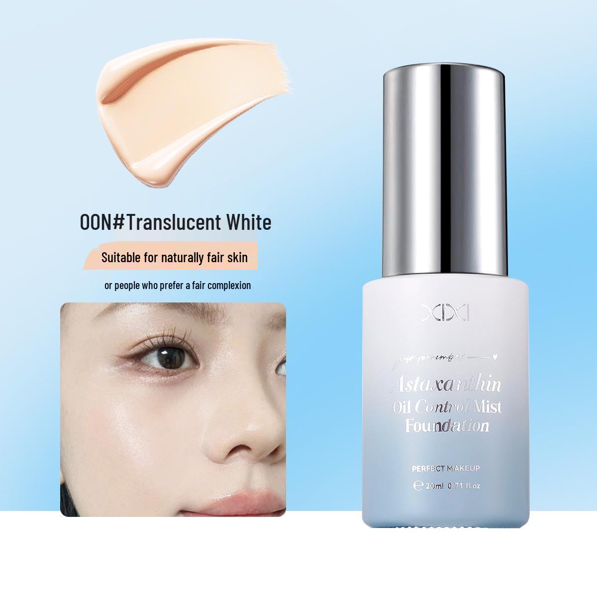 Xixi Astaxanthin Oil Control Foundation: Long-lasting, Creamy, Waterproof, Sweatproof, Non-Cakey, Skin Concealing.