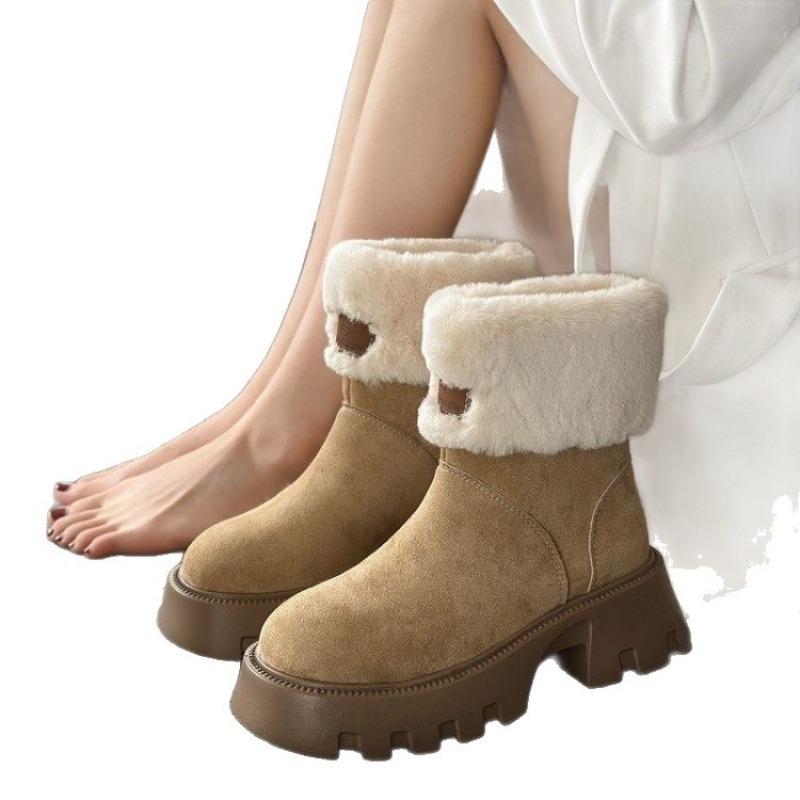 High-top Snow Boots for Women - New Style, Anti-slip, Padded, Woolen Shoes, Retro Short Boots
