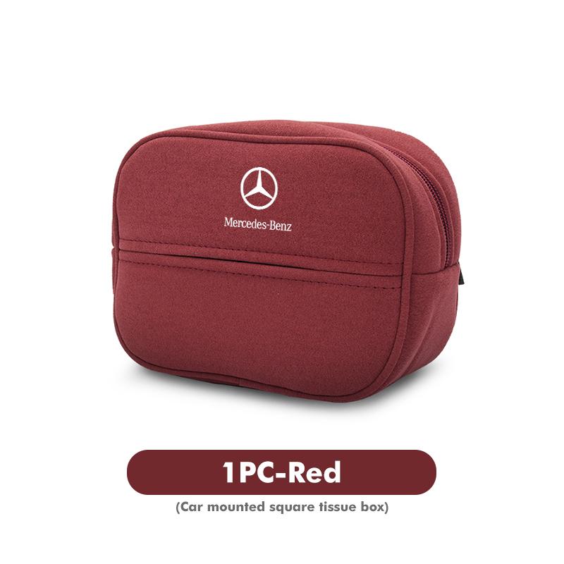 D6Car Mounted Tissue Holder Backseat Tissue Box With Fix Strap For Mercedes Benz C180 C300 W124 W176 W177 C200 C260 GLC CLE CLA