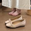 Inner height increase gentle square head bow single shoes new fashion temperament bridesmaid shoes light mouth small leather shoes
