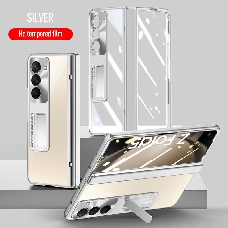 

Гальванический прозрачный кронштейн, складной шарнир для Samsung Galaxy Z Fold 5, чехол с закаленной пленкой, противоударный защитный чехол for Galaxy Z Fold 5 серебряный