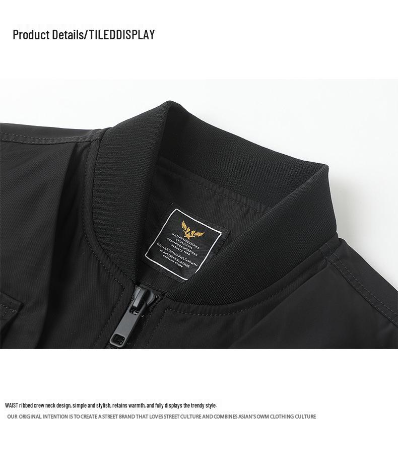 Men's American Retro Multi-pocket Pilot and Baseball Workwear Ski Jacket