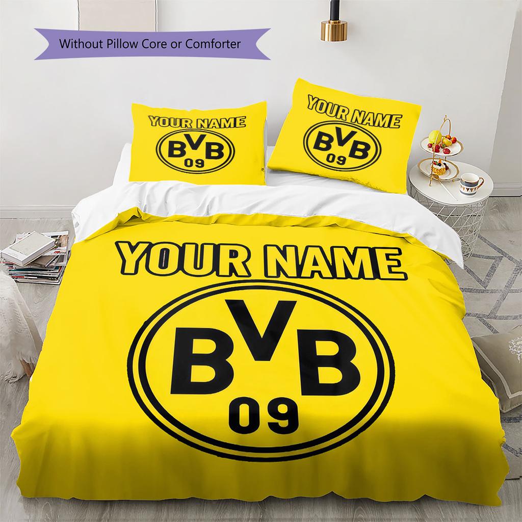 Custom Name,Borussia Dortmund Pattern Bedding Home Decoration Birthday Gift ( 1 Duvet Cover + 2 Pillowcase, Without Core),fan Merchandise.
