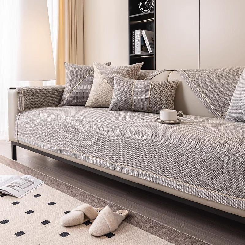 1 Stuks Katoen Linnen Bankhoes Voor Woonkamer Effen Bankkussen Antislip Bank Armleuning Rugleuning Mat Huismeubilair Beschermkussens 90x90cm 1pc H