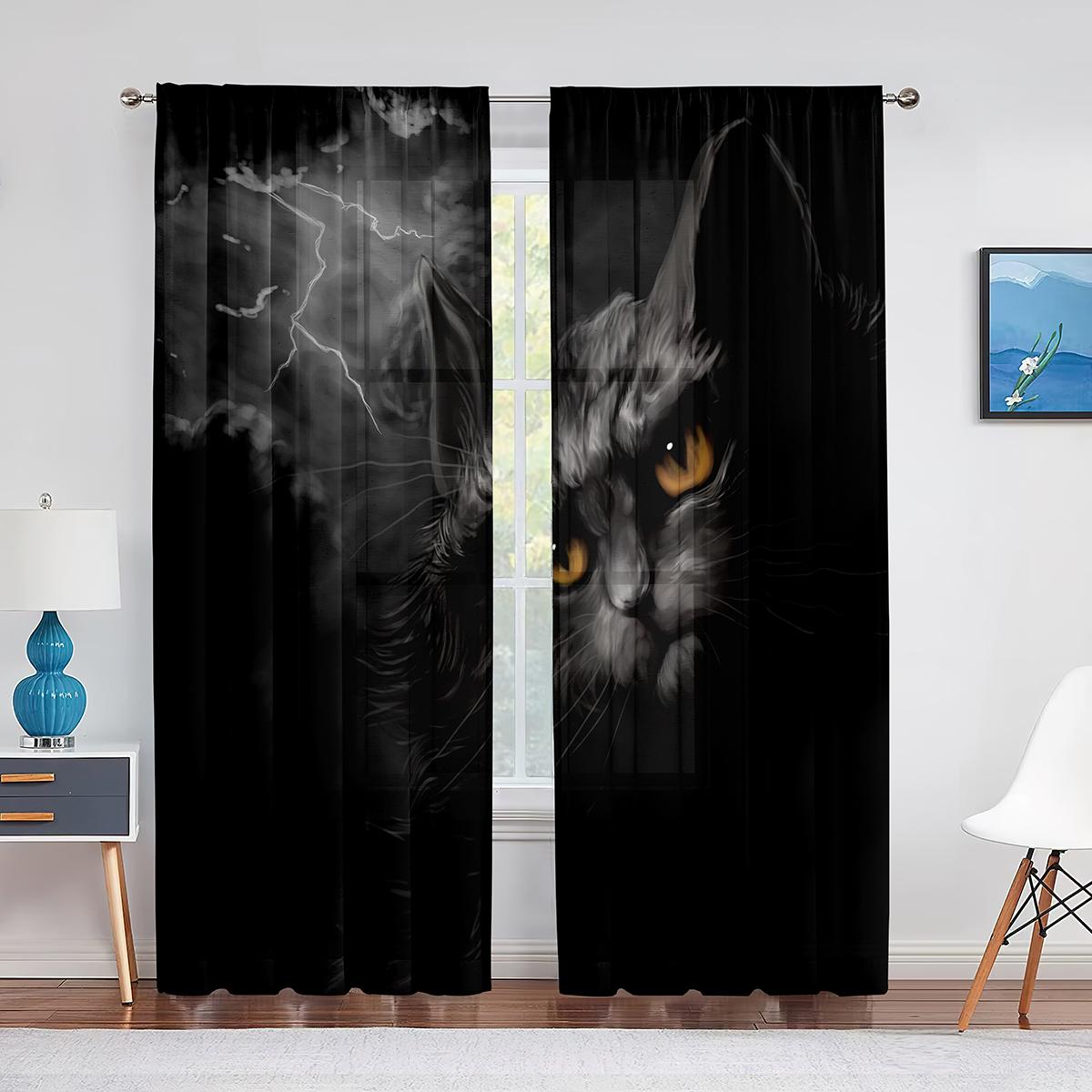 Прозрачная вуаль с милым черным котом — фото 13