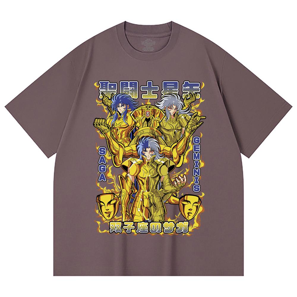 230 g/m² 100 % Baumwolle Saint Seiya V21 Zwilling Druck Unisex Schweres Baumwoll-T-Shirt