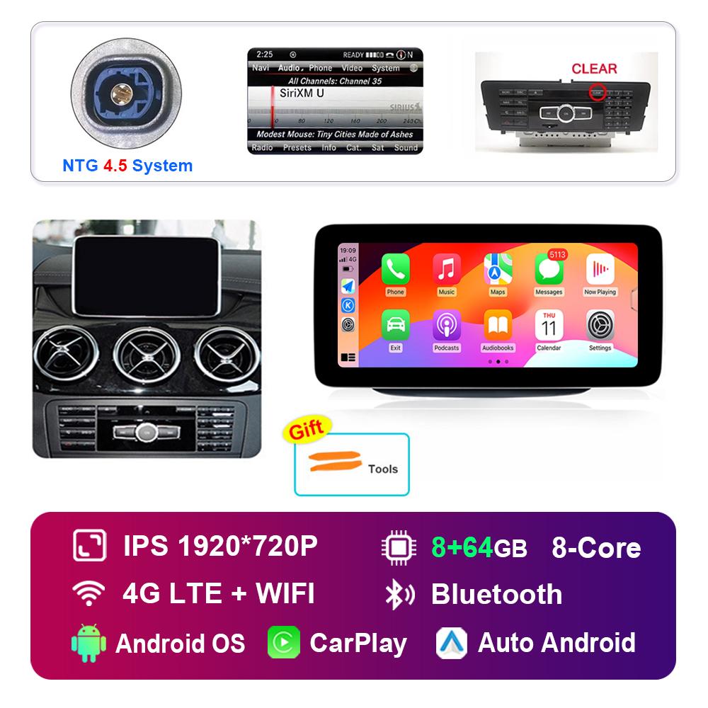 10.25 Inch 1920*720P for Benz B-Class W246 W245 2011 - 2019 NTG 4.0 4.5 System Android Car Radio Multimedia Player GPS 4G WiFi