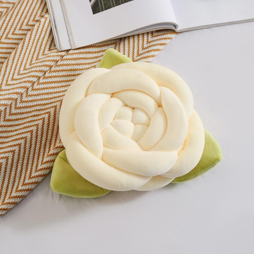 Knotted Pillow Sofa Cushion Camellia 3D Fabric Flower Pillow  Style Décor Accent Pillow for Home Living Room Elegance