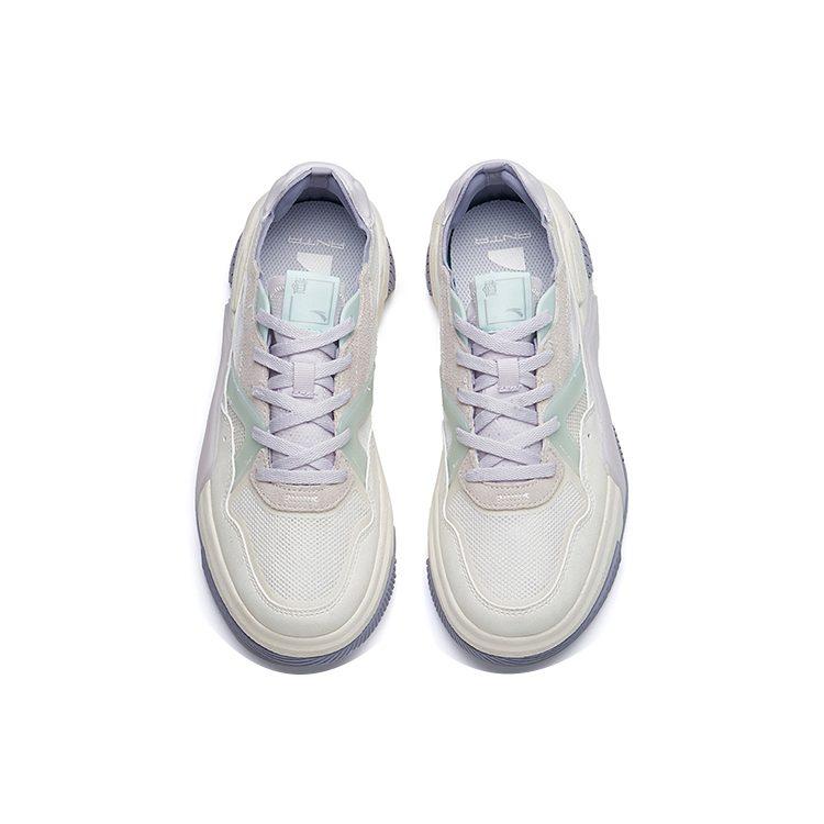 Anta Life Collection Pro Non slip Lightweight Low top Skateboard Shoes Women's White Purple 122228071-3