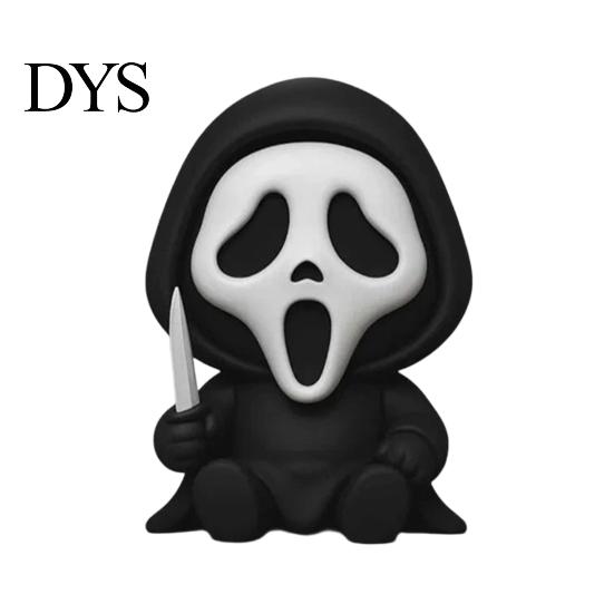Compact Desktop Sculpture Mini Screaming Skeleton Figurine, 3D Printed Collectible Black And White Spooky Gift Ornament, Creepy Statue for Shelf Decor