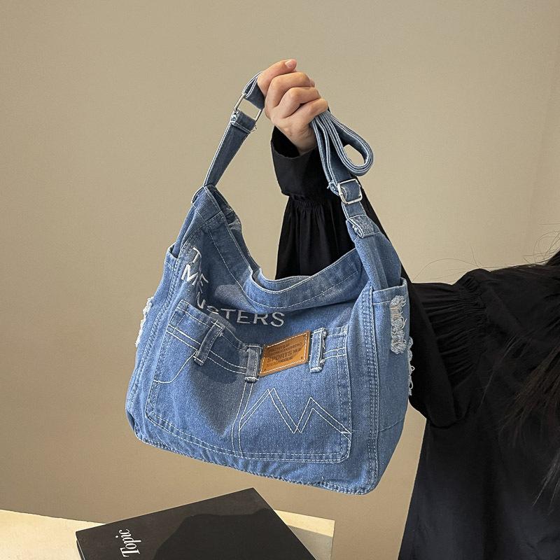 New Washed Denim Bag Women's Bag Travel Trend Large-capacity Shoulder Bag Lazy Wind Student Commuter Crossbody Bag