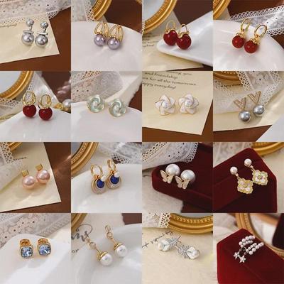 Orecchini da Donna di Alta Gamma con Perle e Zirconi - Design in Argento Placcato Oro Vero per l'Estate