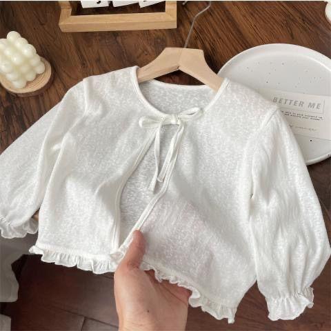 Mädchen Sommer Dünner Sonnenschutz-Strickjacke Stilvoller Spitzenrand Klimaanlagen-Hemd Baby Vielseitige Jacke