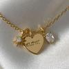 Fashion Heart Pendant Star Zirconia Gold Color Necklace Women's Trend Party Jewelry Accessories Gifts
