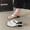 Fashion Summer 2025 Fashion Women's Flip Flops Open-Toe Casual Slippers Mid Heel Square Toe Women Footwear Size35 39 Sandalias De Mujer
