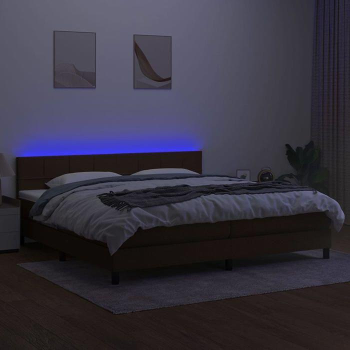 VidaXL Sommier à Lattes de Lit avec Matelas et LED, Lit Rembourré avec Tête de Lit, Lit Double, Lit Adulte de Chambre, 3138424