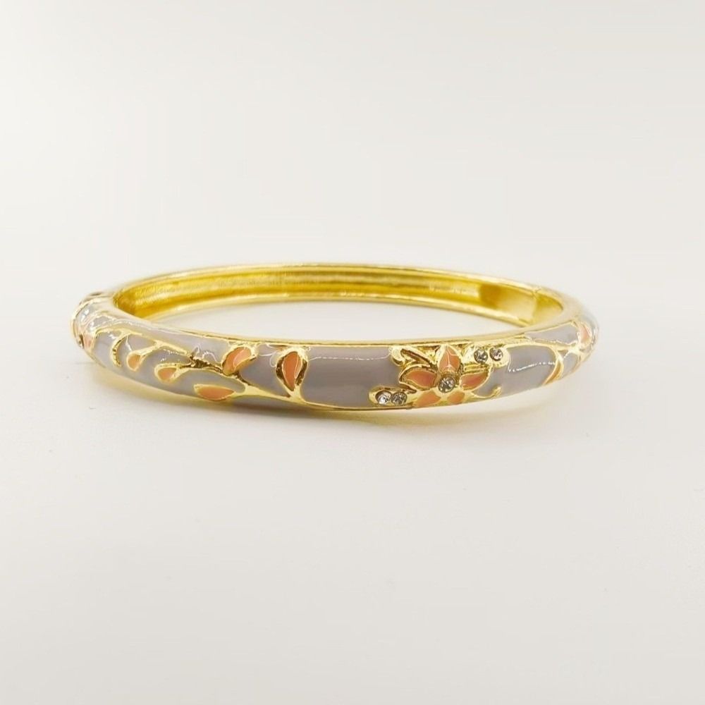 Traditional Flower Bangle Colorful Women's Hand Bracelet Vintage Cloisonne Bangle Jewelry Gifts