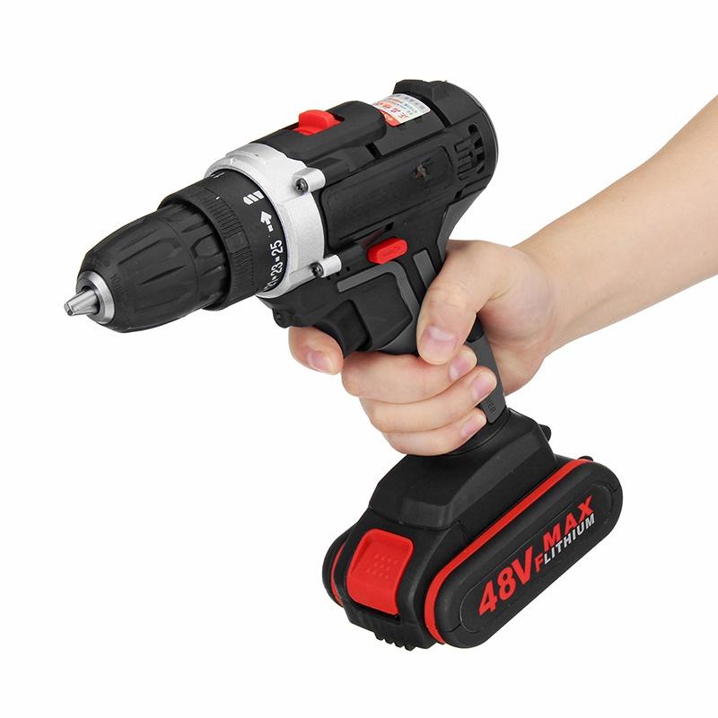 1/2 Battery Cordless Electric Drill Hammer Rechargeable Drill Woodworking 48V