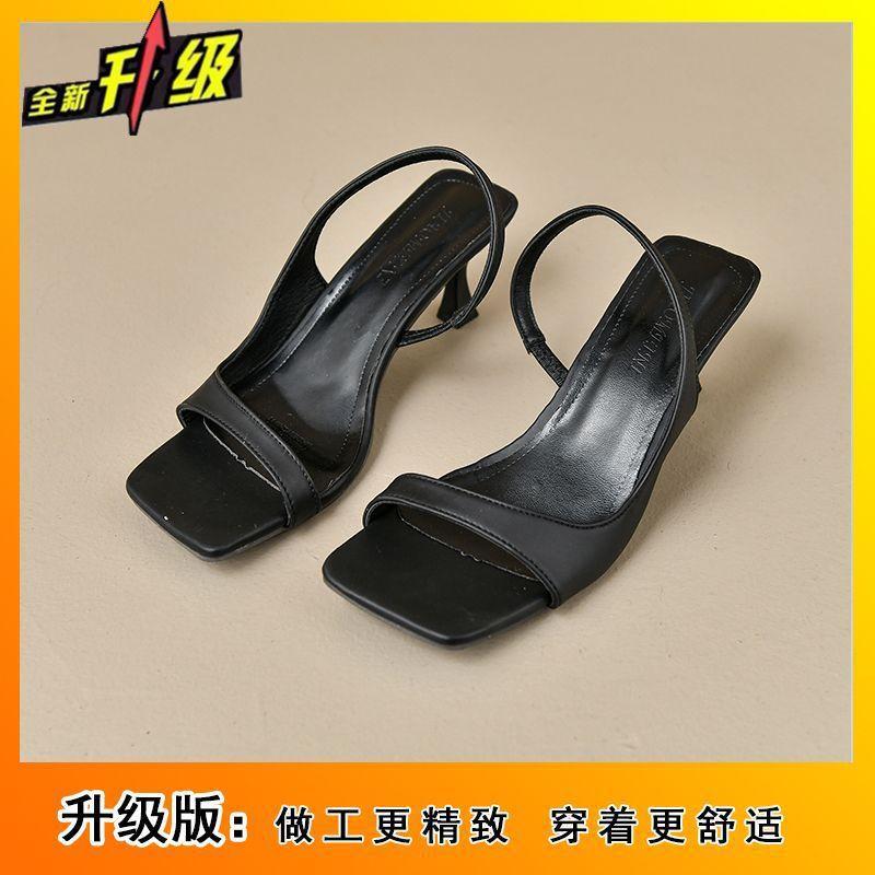 With skirt dopamine lightweight high-heeled fairy sandals 2025 summer high-end French square head women's single shoes