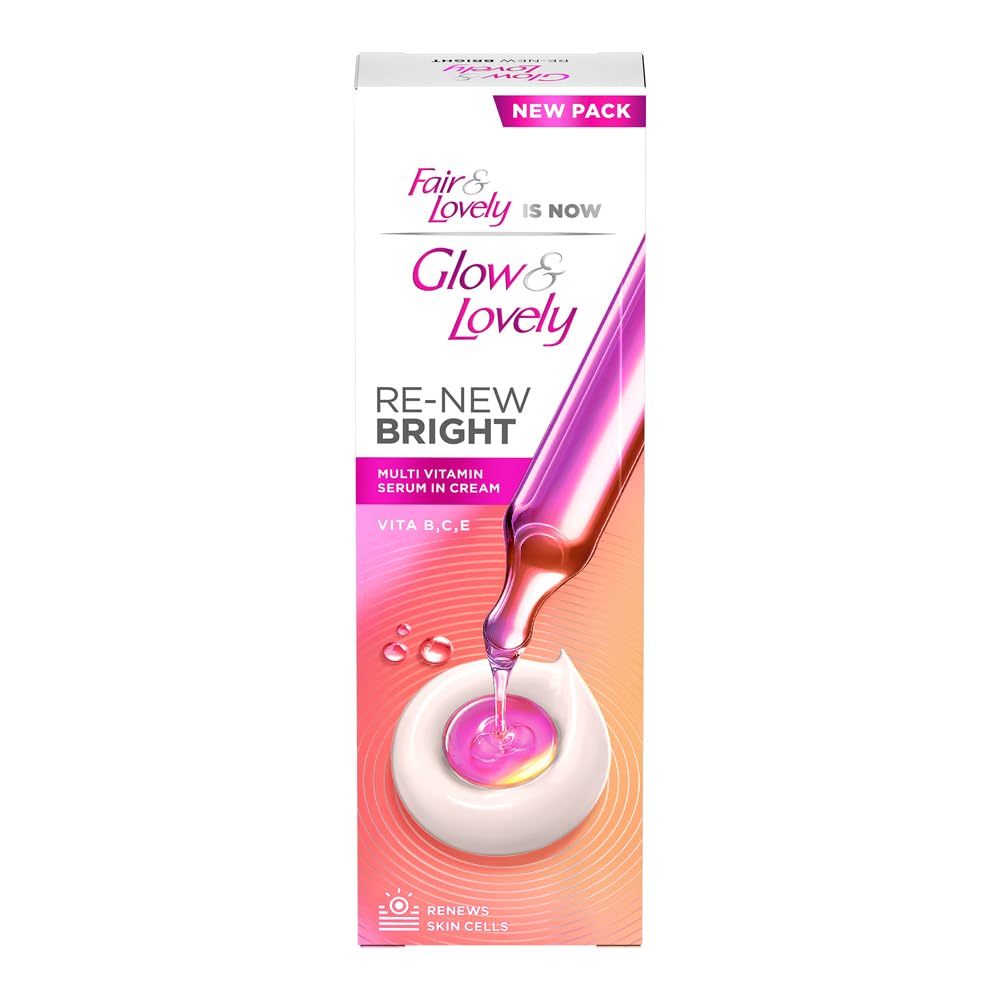 Glow and Lovely Renew Bright Multivitamin Serum in Creme Vitamin B C E Strahlende Haut Tägliche Gesichtsfeuchtigkeitscreme 110g pink