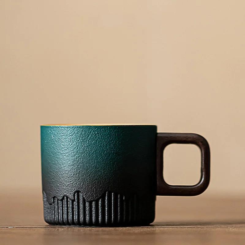 Kiln transmutation 70ml Gradient ceramic tea cup with handle heat-resistant coffee cup, household hand drawn mini minimalist mug