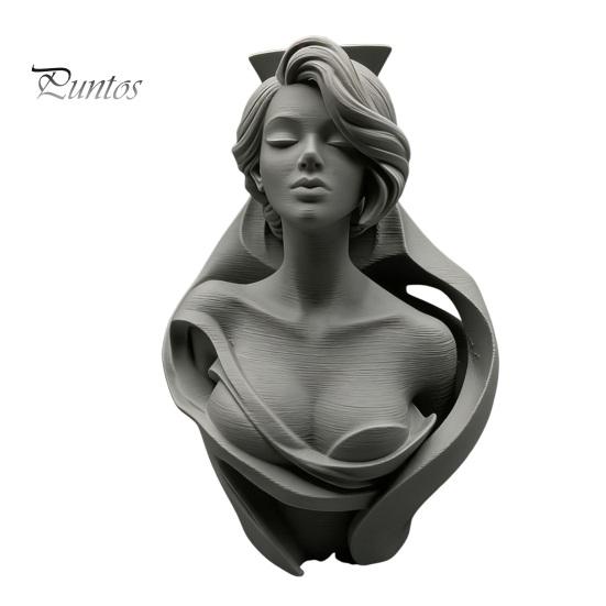 Fine Texture 3D Art Printed Human Bust Vase, Artistic Sculpture Planter for Succulents, Moisture-proof PLA Decor Matte Desktop Decor, Creative
