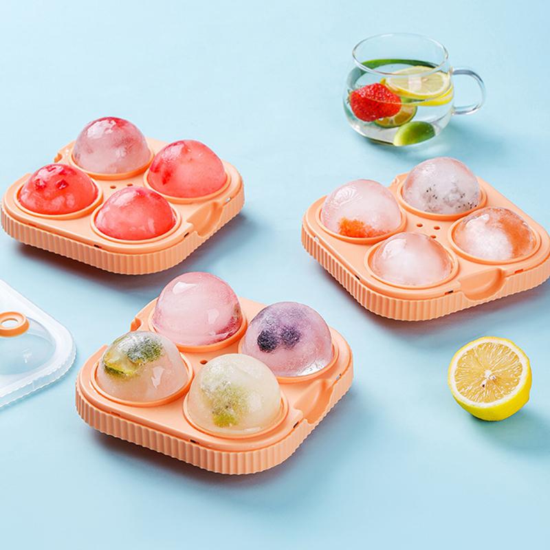 4 Grid Ice Ball Maker Large Dia 6.5cm Big Ice Ball Mold Tray for Whiskey Cocktail Bar Tools Food Grade Ice Mould For Cold Drink