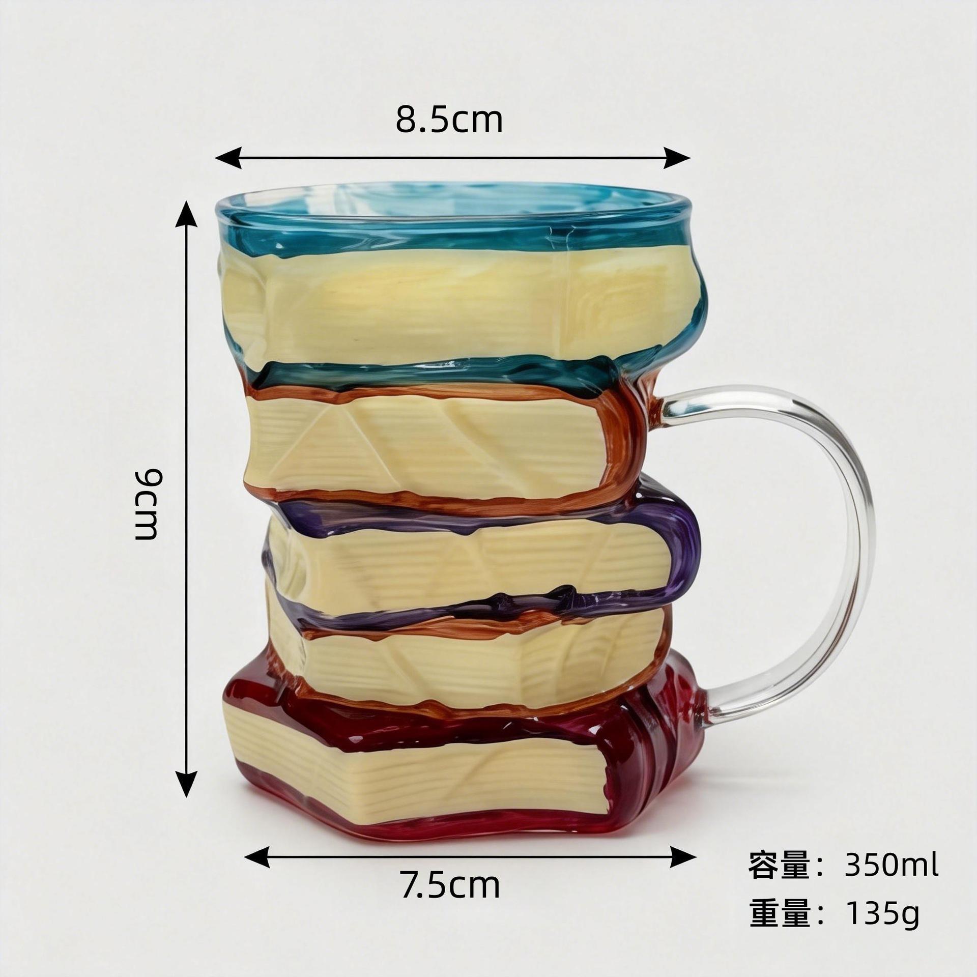 

Modern Minimalist High Borosilicate Crystal Glass Cup, Book-shaped with High Appearance Level,hand-painted Artificial Color Mug 170-420ml