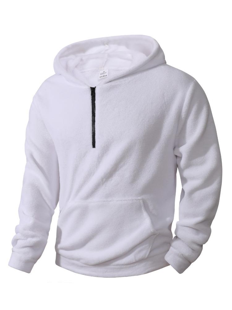 Autumn Winter Men's Casual Hooded Sweater Coral Fleece Fashion Warm Jacket Fleece Pullover Hoodie Moisture Warmth Heat Comfortable Skin-friendly Tops