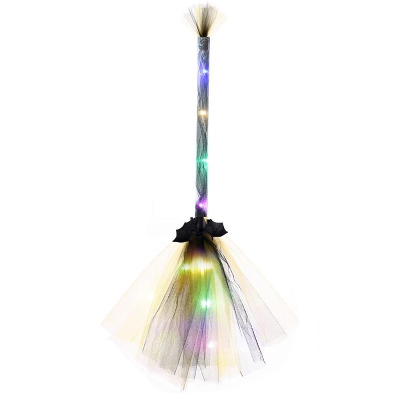 Halloween Party Lighted Witch Broom Plastic Broomsticks Kid Broom Props for Halloween Cosplay Decoration