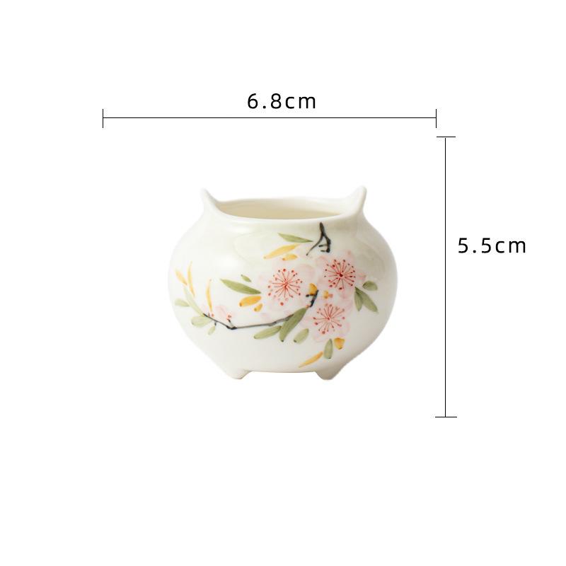 

Hand-painted Peach Blossoms Incense Holder Zen Garden Incense Burners Aromatherapy Scented Aromatic Candles Censer Cafes Craft