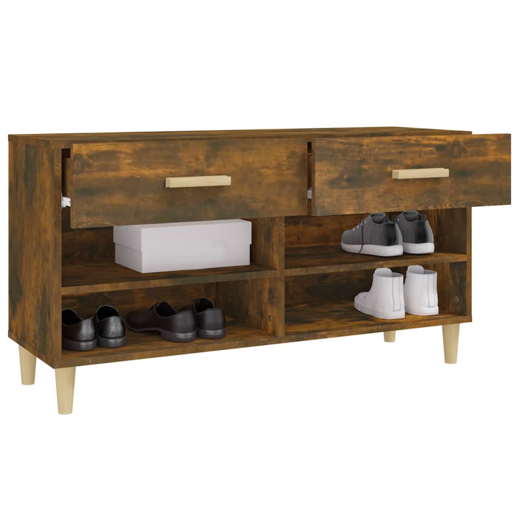 Shoe Cabinet Smoked Oak 102 x 35 x 55 cm Wood Based Material
