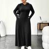 Women's Fashion Color Hooded Ribbed Dress with Slim Fit Cinched Waist and Pockets