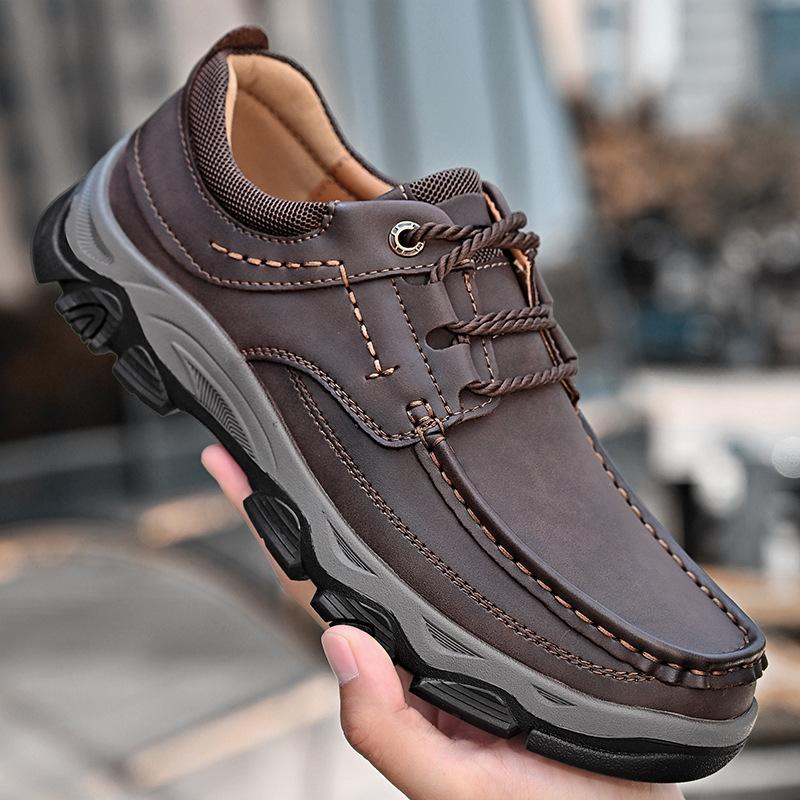 Tooling shoes men's 2025 autumn new soft-soled non-slip thick-soled versatile lace-up outdoor casual men's shoes casual leather shoes