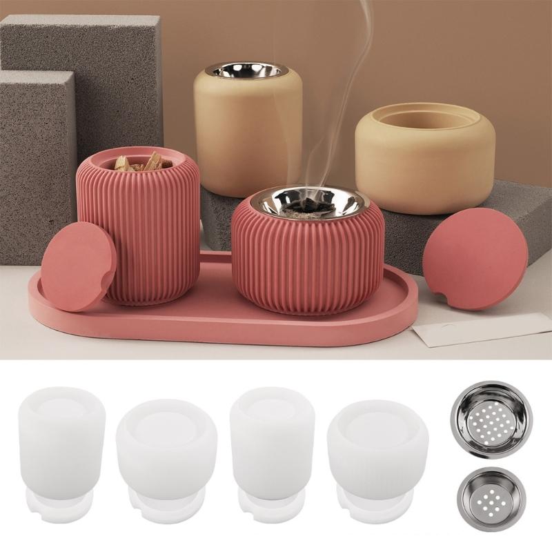 Silicone Molds Stripe Incensed Burners Moulds Candle Cup Making Molds Plaster Molds Craft Supplies Epoxy Resin Molds
