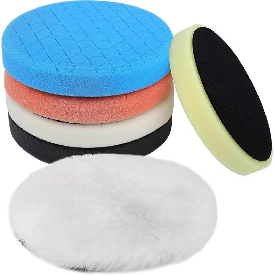 IPELY 6 Pcs 5 Inch Buffing Pads, Polishing Pads 5.5 Inch 140 Mm Face For 5 Inch 125Mm Base Plate Compounds, Buffer Pads For Polishing And Waxing 5 Inch