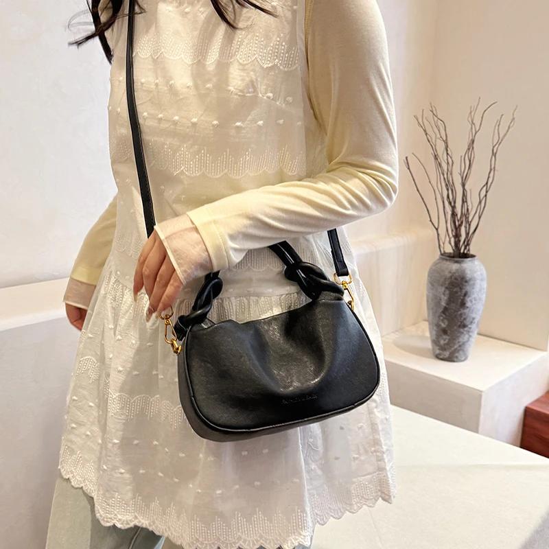 PU Solid String Sewing Fashion Shoulder Bags High Quality Temperament Women's Handbags Hard Exquisite Ladies Bags