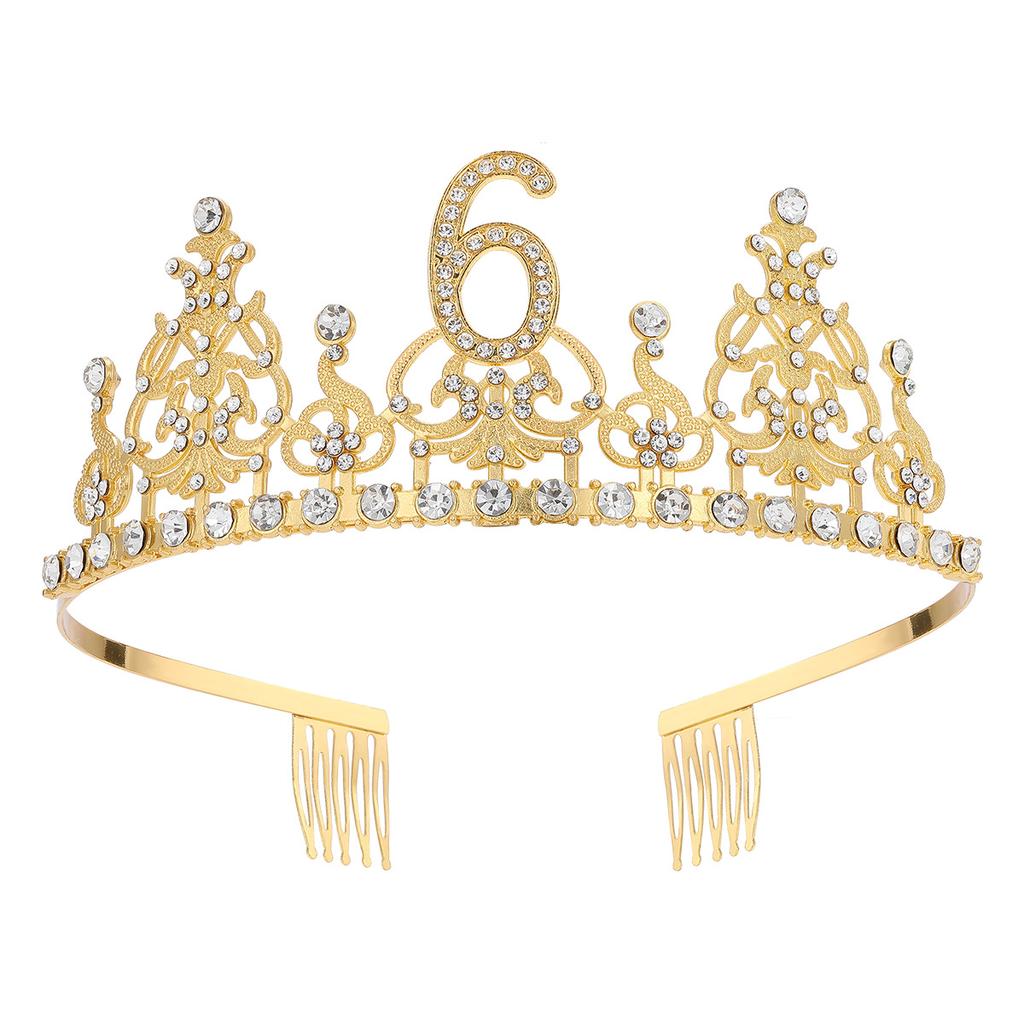 Fashion Alloy Digital Crown With Diamond Tiara 18Th Birthday Party Pearl Alloy Headband