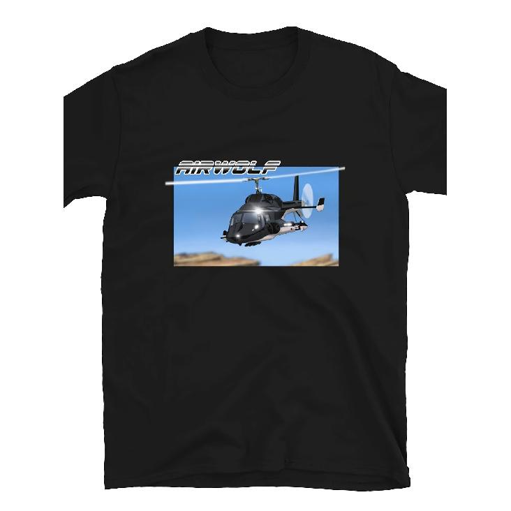 80er Jahre Retro Vintage Nostalgie TV-Serie Airwolf Kurzarm Unisex T-shirt S чёрный
