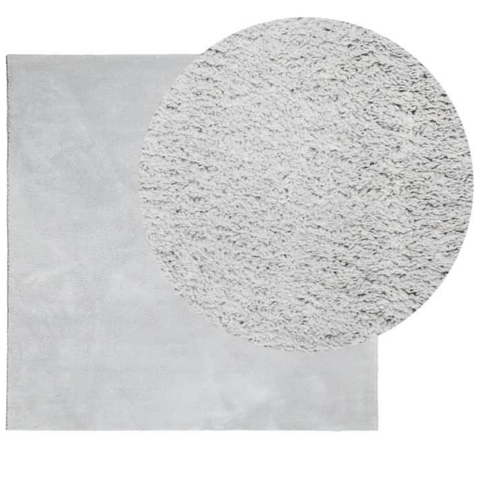 VidaXL Soft and Washable Short Pile Rug Grey 160x160 Cm 375078