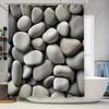 High-Quality Printed Bath Curtains Modern Style Grey Pebble Design for Bathroom Decor Size Adjustable Rod Included (Large)