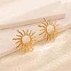 Vintage Kolczyki Sztyfty Słoneczniki dla Kobiet Temperament Geometryczne Kolczyki Wiszące Biżuteria Imprezowa Prezent Złoty Srebrny Kolor Akcesoria